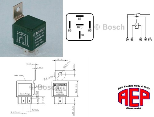 Relais 12V 2x 15A dubbelhamer +Lip