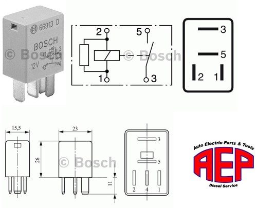 Relais 12V 20A micro +weerstand 4 polig