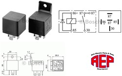 Relais 12V 30A dubbel 87 diode