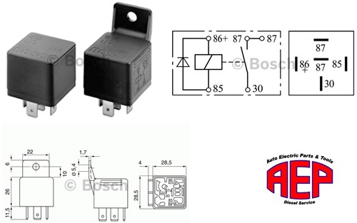 Relais 12V 30A dubbel 87 diode