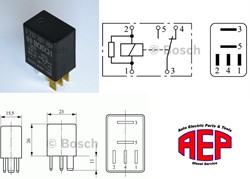 Relais 12V 30A micro wissel +weerstand VAG646