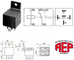 Relais 12V 30A wissel +Lip 5 polig