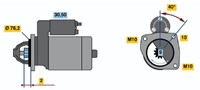 Startmotor 12V 1.1kW 9T Bosch korte uitv Volvo V40-3