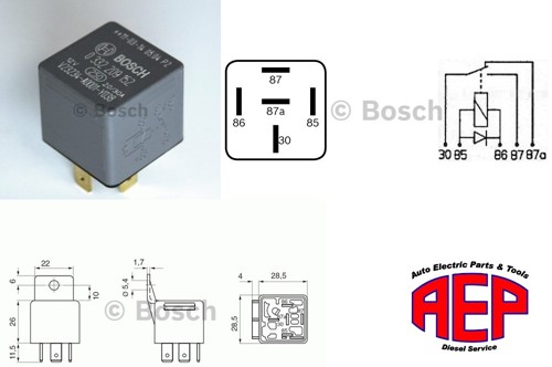 Relais 12V 30A wissel +diode