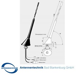 Antenne dak elek.verstelbaar spie 23cm FM/DAB kabel 5MTR