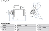 Startmotor 12V 0.9kW 9T Bosch Mini  Handgeschak.-2