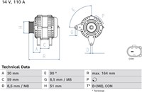 Alternator 12V 110A 6PK COM SEG VAG Seat Skoda 1.0 2014->-2