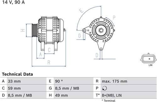 Alternator 12V 90A 7PK LIN Bosch Renault-3