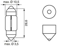 Bosch Lamp 12V 10W SV8.5-8 10x28-2