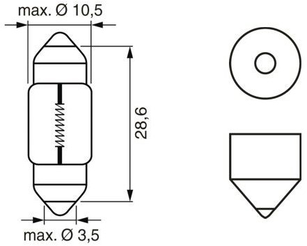 Bosch Lamp 12V 10W SV8.5-8 10x28-2