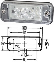 Breedte/achterl. 2 wit.Power LEDs 0.5W mont.20-30