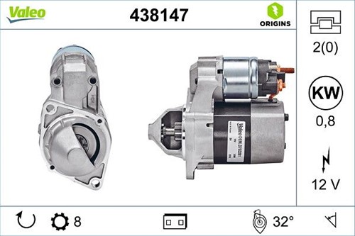 Startmotor 12V 0.8kW 8T Valeo Mercedes-3