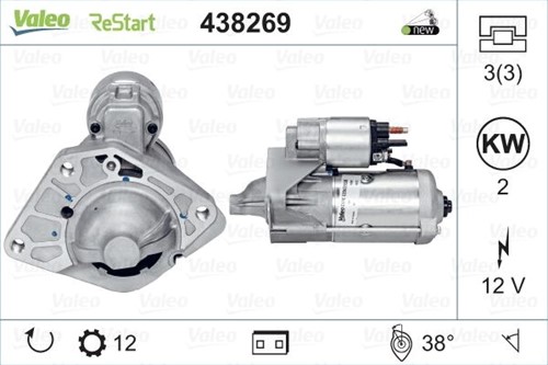 Startmotor 12V 2kW 12T Valeo StartStop Nissan Renault Opel 1.6CDTi