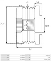 Vrijloop poelie 17x54x44.5 6PK Litens Ford Valeo-3