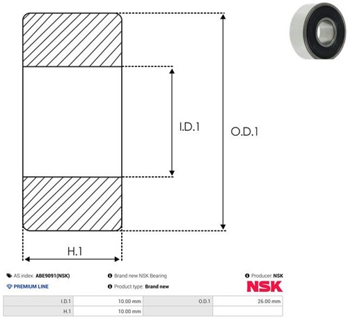 Kogellager 10x26x10-2