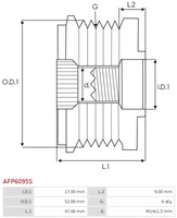 Vrijloop poelie 17x52x47 6PK Denso Ford-3