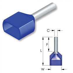 Adereindhuls 2x2.5mm blauw (verp.100)