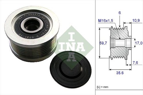 Vrijloop poelie 17x59.7x35.8 6PK  Kia Hyundai