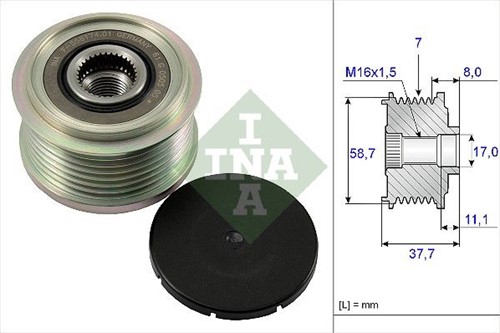 Vrijloop poelie 17x58.7x37.7 7PK INA Ford