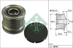 Vrijloop poelie 17x49.5x38 6PK INA Bosch