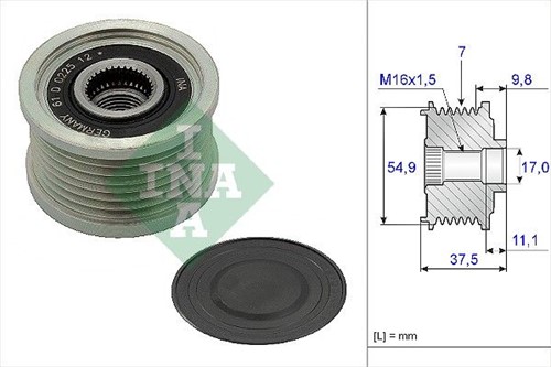 Vrijloop poelie 17x54.8x37.6 7PK Bosch / Mitsubishi