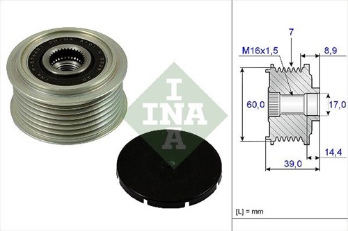 Vrijloop poelie 17x60x39 7PK Hyundai INA