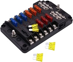 Zekeringhouder LED 12xATO met massa aansl. + kap