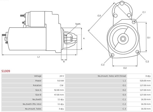 Startmotor 24V 9kW 11T Delco Caterpillar Fiat Iveco Scania-3