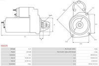 Startmotor 12V 1kW 9T Valeo Citroen C1  Peugeot 108 Toyota Aygo 1.0VTi-3