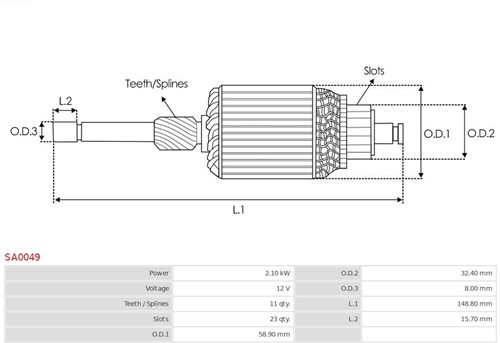 Anker Bosch 12V 2.1kW 58.9x148.8-2