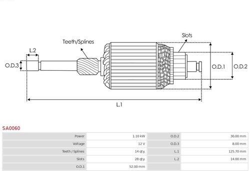 Anker Bosch 12V 1.1kW 52x125.7mm-2