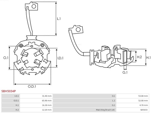 Borstelhouder Mitsubishi starter 65.9mm-2