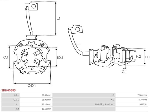 Borstelhouder Denso 63.9mm Mercedes-2