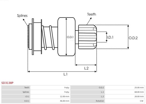 Bendix Valeo 9T 25x68mm-3