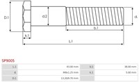 Relaisbout M8x43mm Valeo Mitsubishi-2