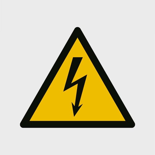 Sticker plak “Gevaarlijke elektrische spanning” W012 – ISO 7010