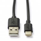 USB A naar USB C kabel 1 meter Zwart