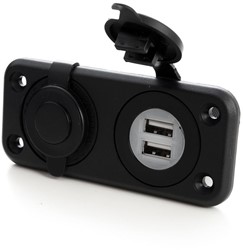 USB inbouwpaneel 12/24V 2xUSB 1x aanstek.+Voltmet.